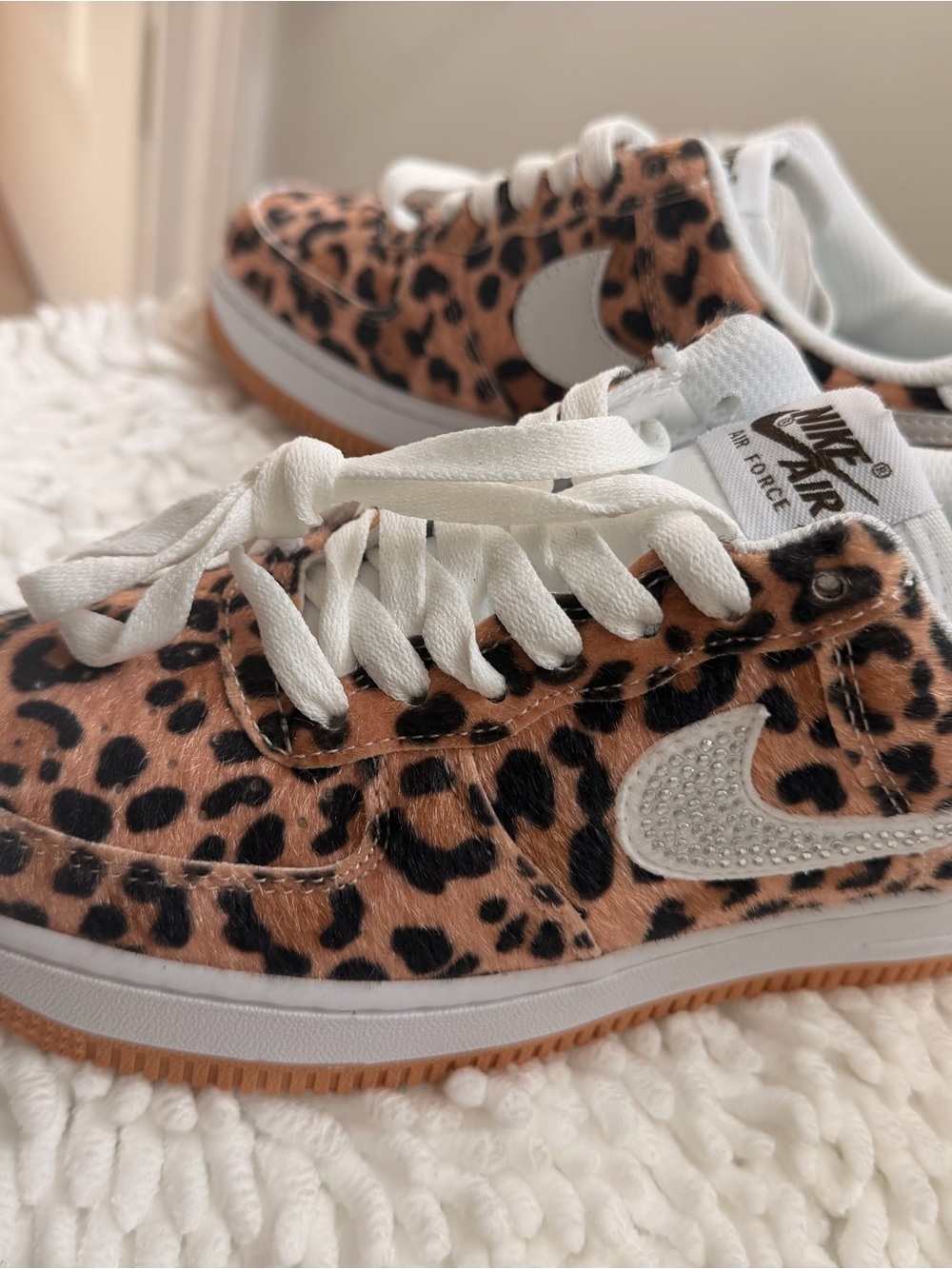 Nike Women's Leopard Print Air Force 1 with White & Gum Accents - Picture 5 of 6